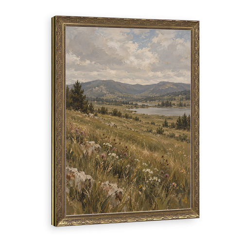 Meadow Beneath the Ridge Wall Art in a Gold Ornate Frame