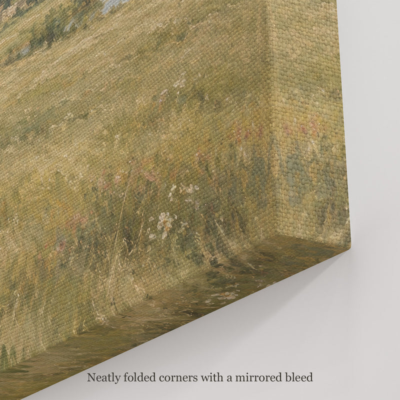 Across the Meadow Wall Art, canvas corner with neatly folded corners and a mirrored bleed