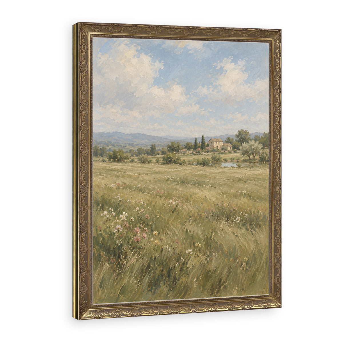 Across the Meadow Wall Art in a Gold Ornate Frame