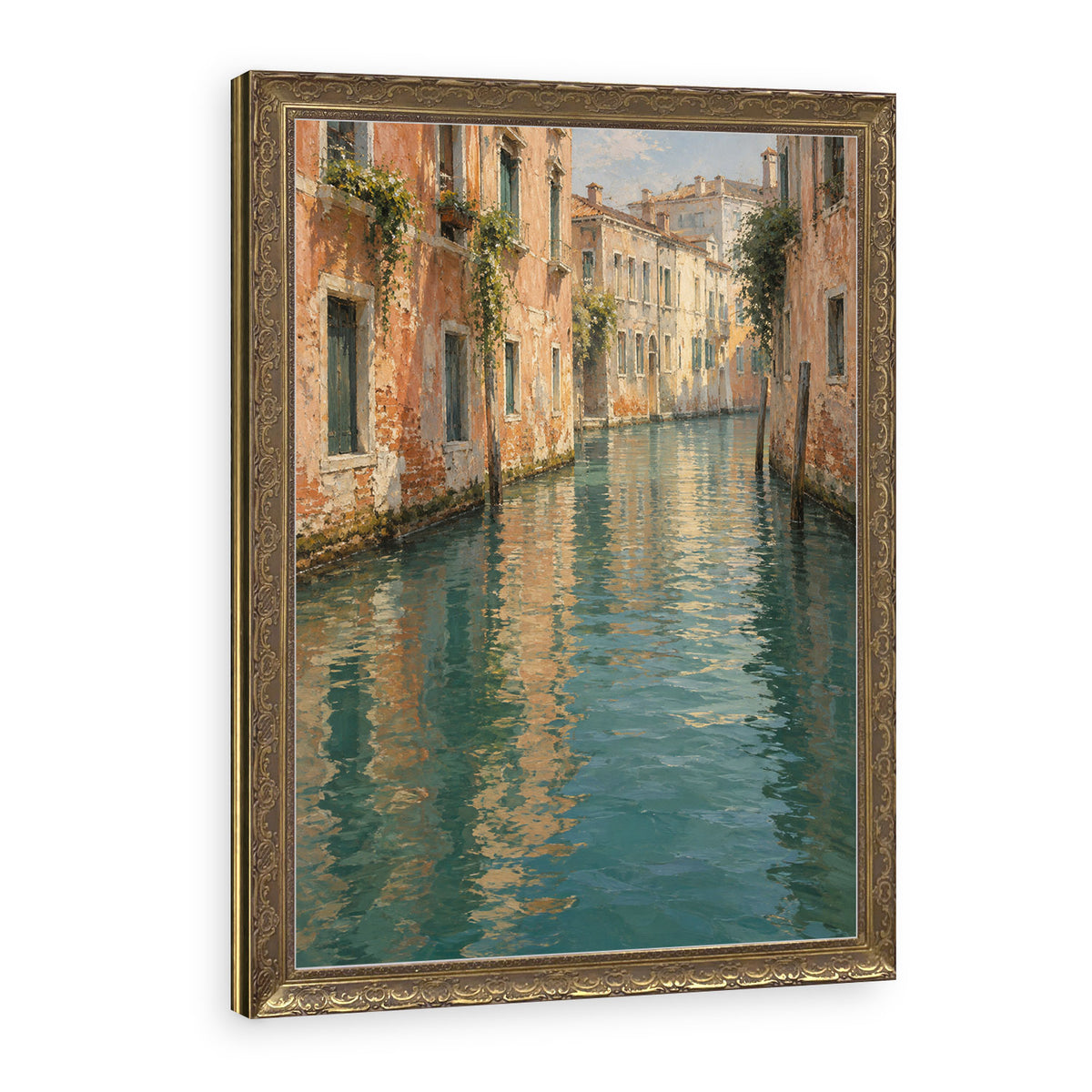 Bend in the Canal Wall Art in a Gold Ornate Frame