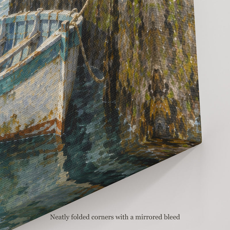 Beneath the Seawall Wall Art, canvas corner with neatly folded corners and a mirrored bleed