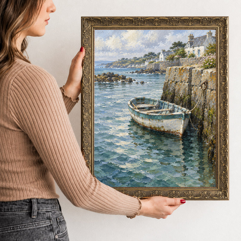 Beneath the Seawall Wall Art in a Gold Ornate Frame, held to show its size