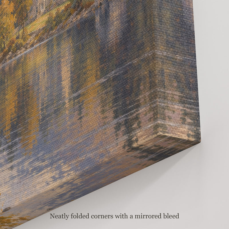 Birches at the Shore Wall Art, canvas corner with neatly folded corners and a mirrored bleed