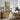 Blossom over the Towpath Wall Art in a Natural Floating Frame above an oak sideboard in a dining room
