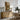 Bridge over the Mill Stream Wall Art in a Natural Floating Frame above an oak sideboard in a dining room