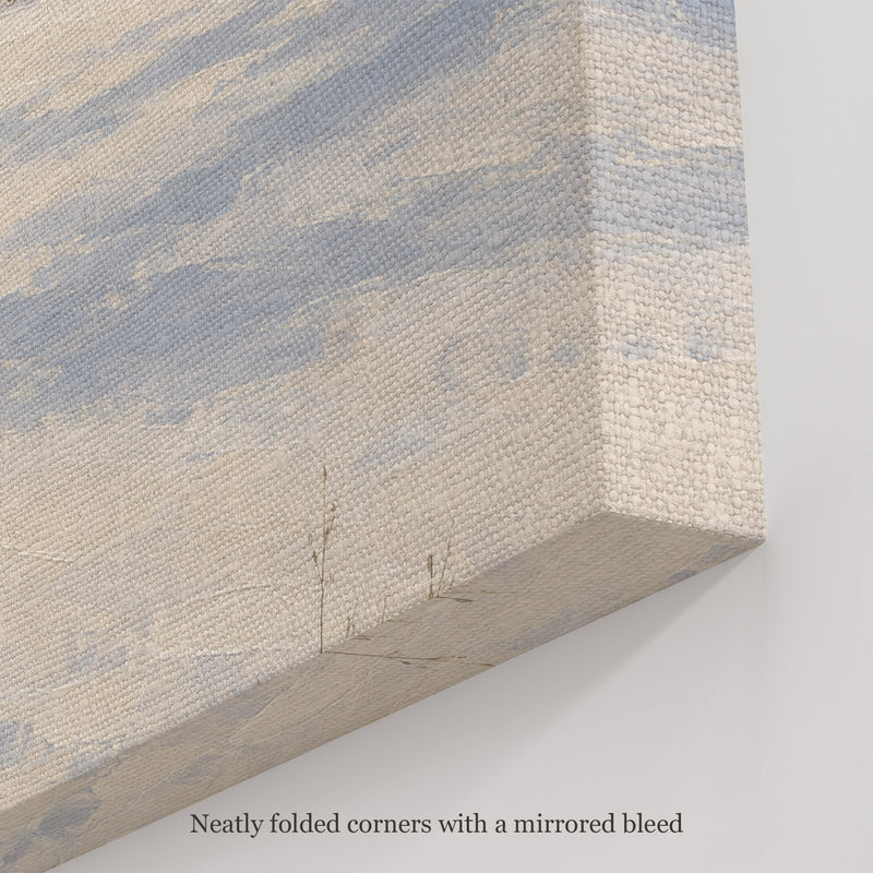 Chalet at the Meadow's Edge Wall Art, canvas corner with neatly folded corners and a mirrored bleed