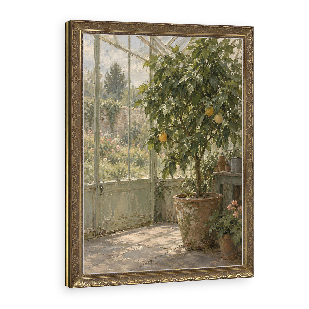 Citrus in the Winter House Wall Art in a Gold Ornate Frame