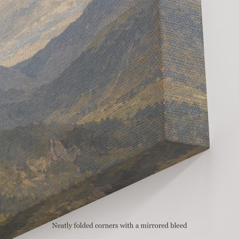 Clouds over the Ridge Wall Art, canvas corner with neatly folded corners and a mirrored bleed