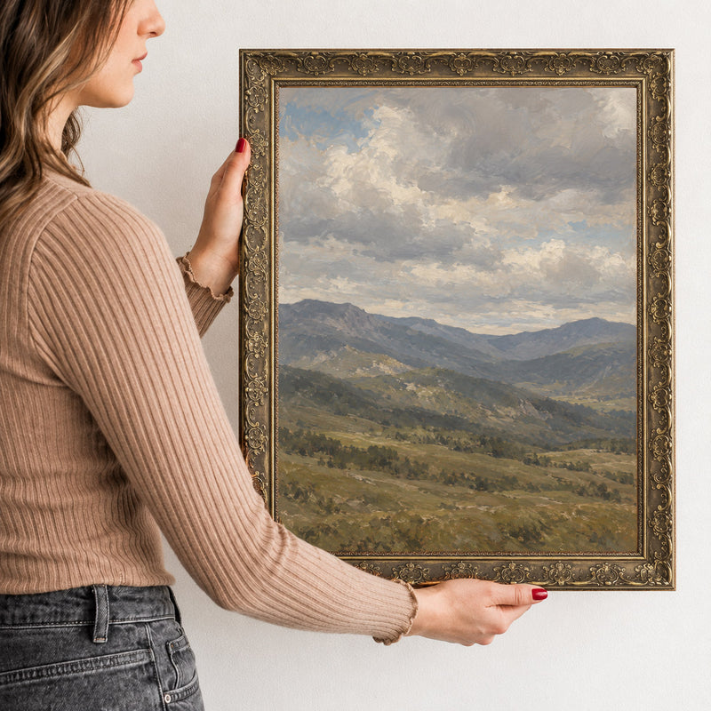 Clouds over the Ridge Wall Art in a Gold Ornate Frame, held to show its size