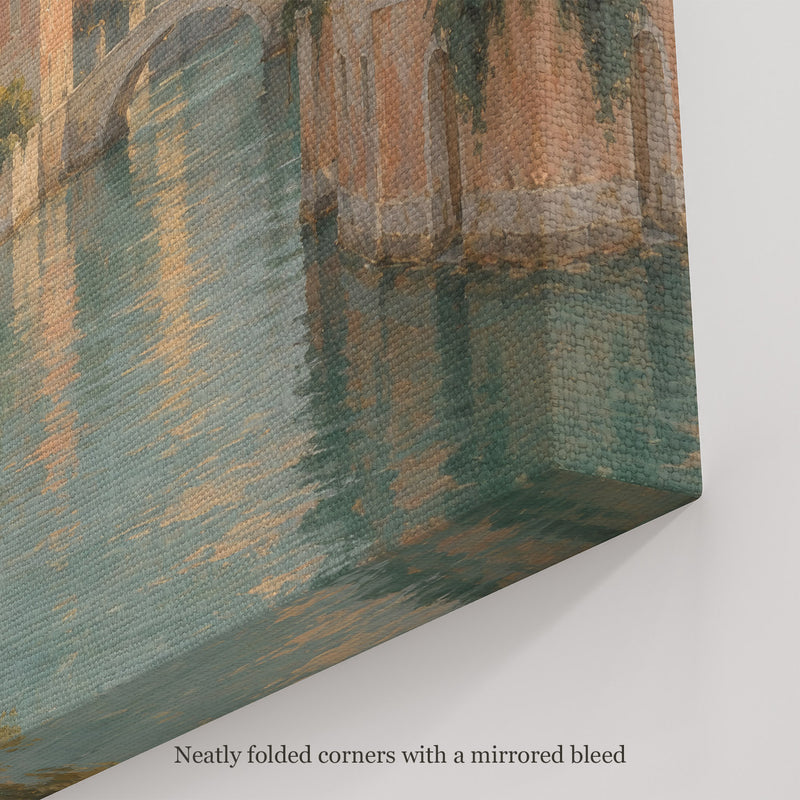 From the Loggia Wall Art, canvas corner with neatly folded corners and a mirrored bleed