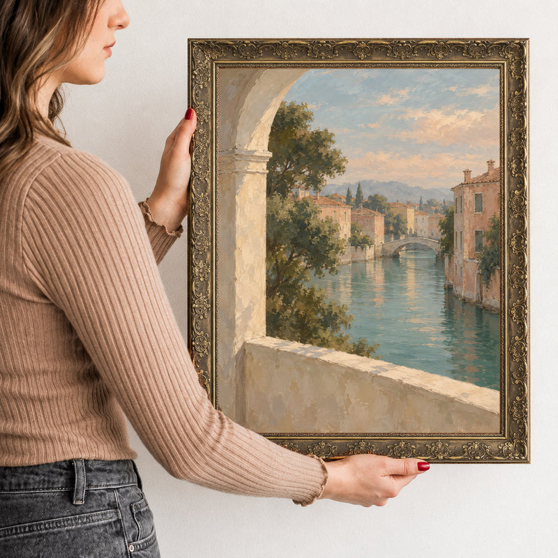 From the Loggia Wall Art in a Gold Ornate Frame, held to show its size