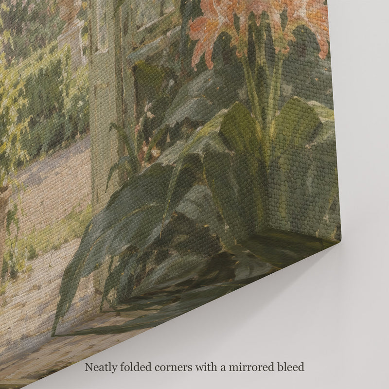 Inside the Glasshouse Wall Art, canvas corner with neatly folded corners and a mirrored bleed
