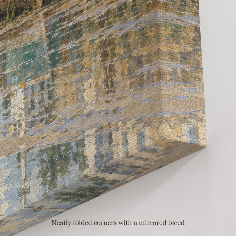 Low Tide Wall Art, canvas corner with neatly folded corners and a mirrored bleed