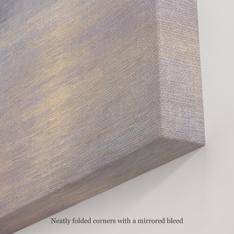Morning Mist on the Loch Wall Art, canvas corner with neatly folded corners and a mirrored bleed