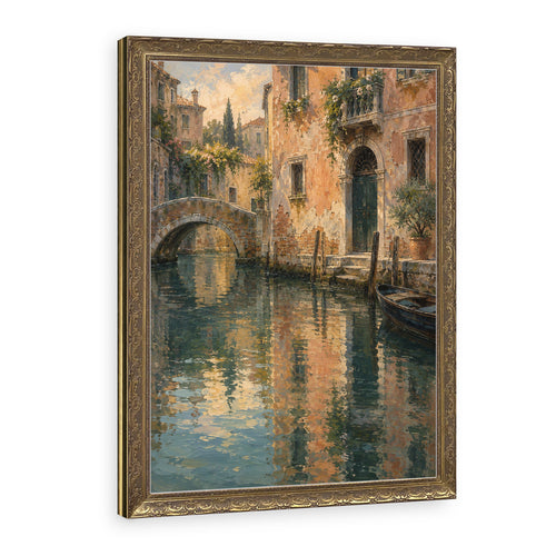 Palazzo on Still Water Wall Art in a Gold Ornate Frame