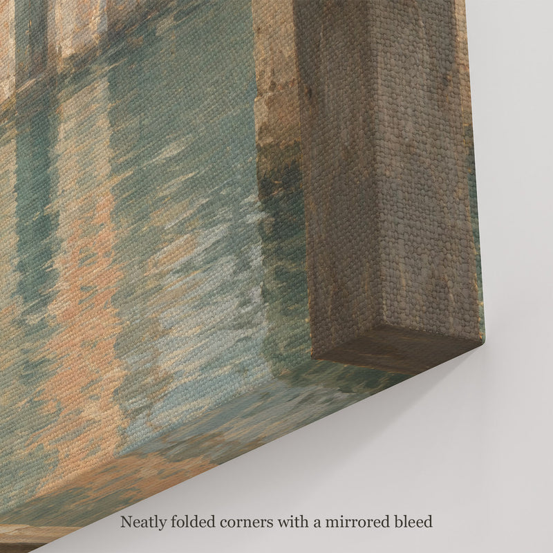 Passage to the Canal Wall Art, canvas corner with neatly folded corners and a mirrored bleed