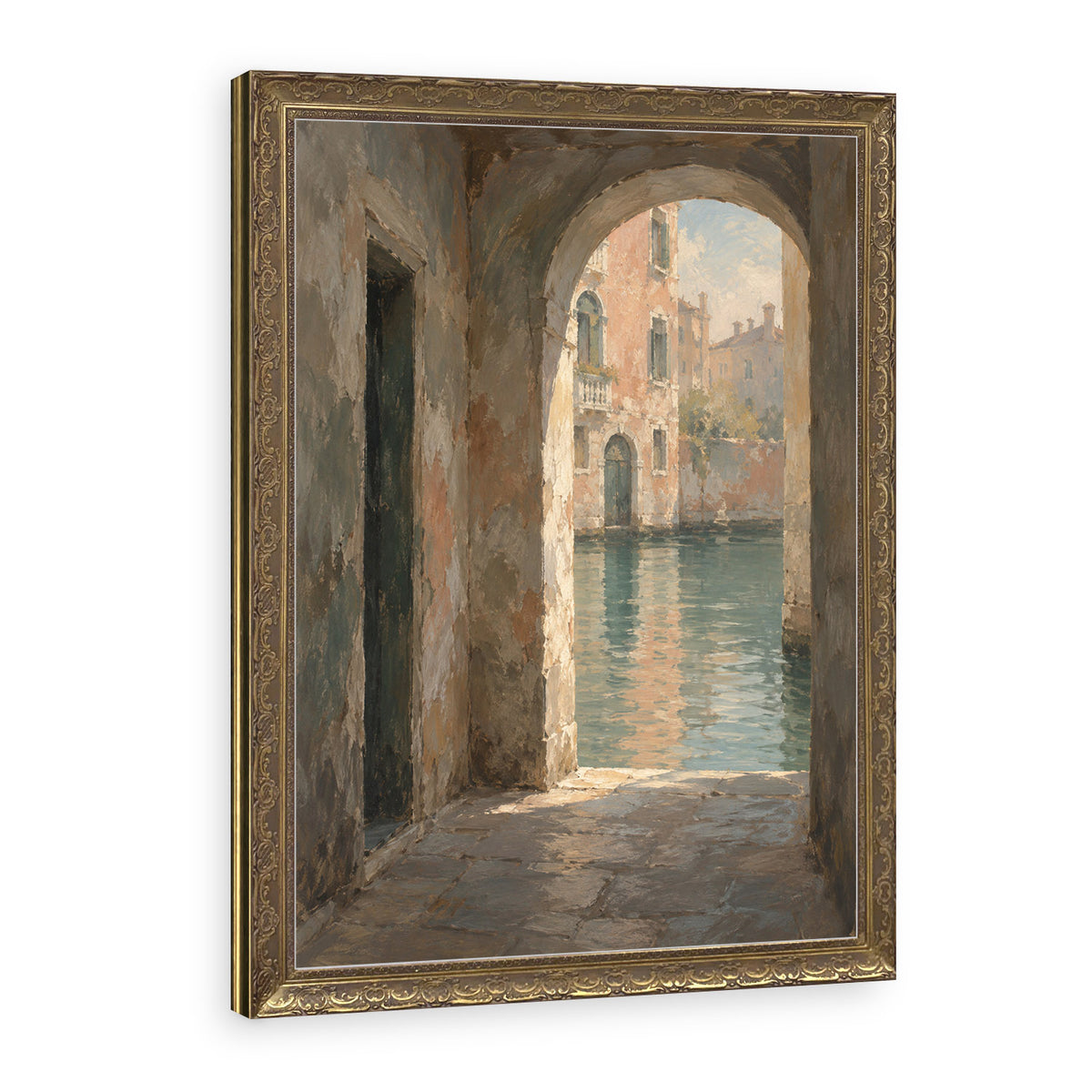 Passage to the Canal Wall Art in a Gold Ornate Frame