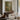 Spring Rain on the Glass Wall Art in a Gold Ornate Frame above a walnut console in a sitting room