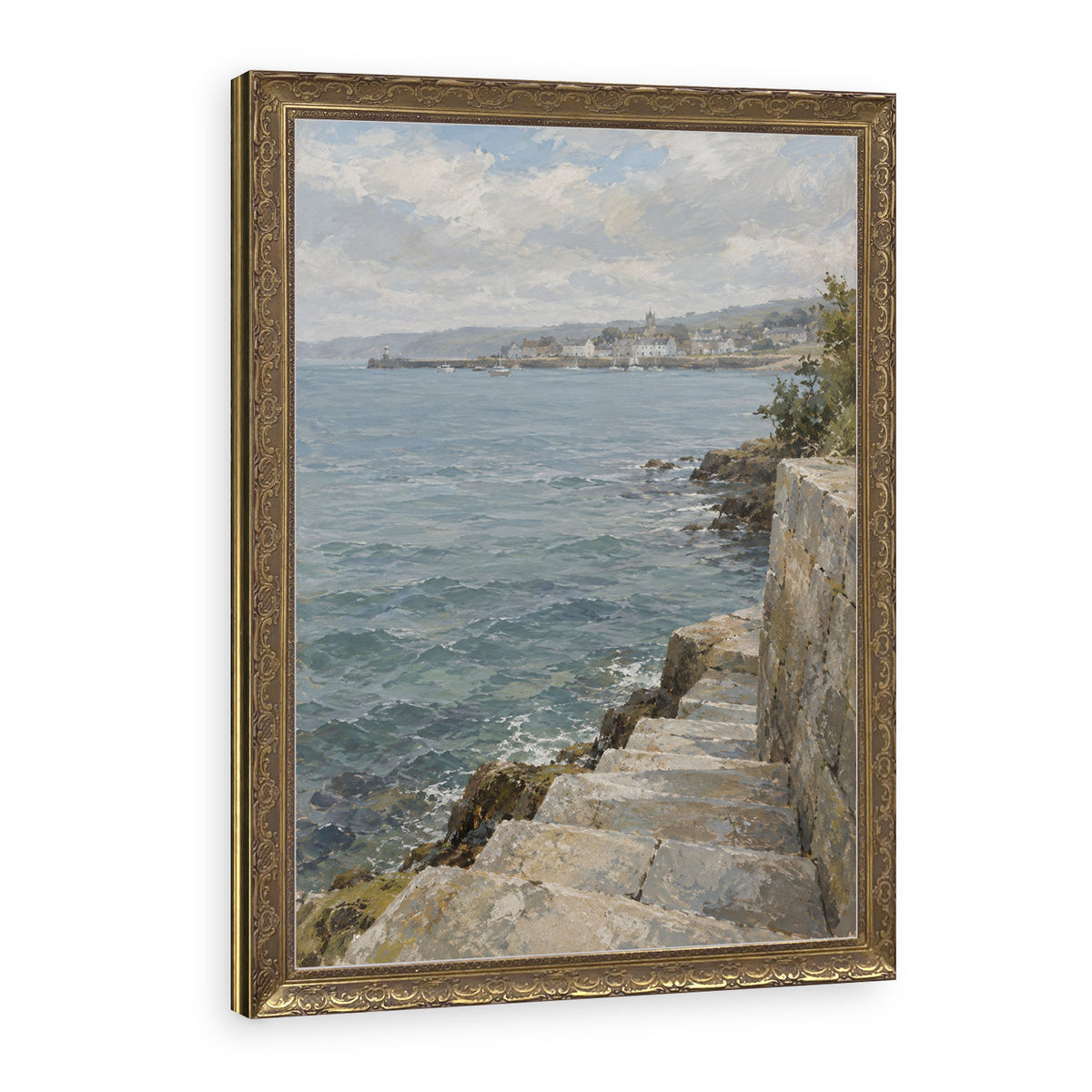 Steps to the Tide Wall Art in a Gold Ornate Frame
