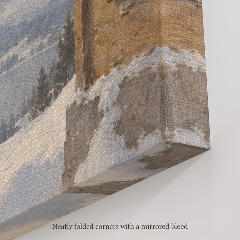 Thaw at the Eaves Wall Art, canvas corner with neatly folded corners and a mirrored bleed