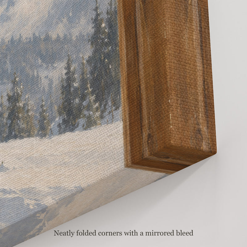 The Chalet Window Wall Art, canvas corner with neatly folded corners and a mirrored bleed