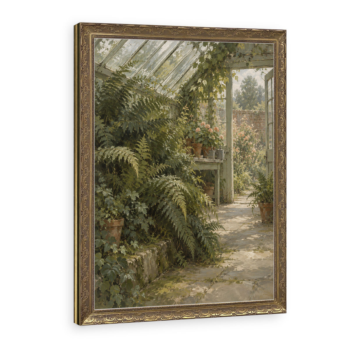 The Fernery Wall Art in a Gold Ornate Frame