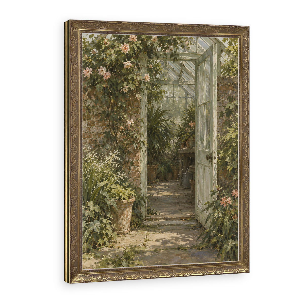 The Glasshouse Door Wall Art in a Gold Ornate Frame
