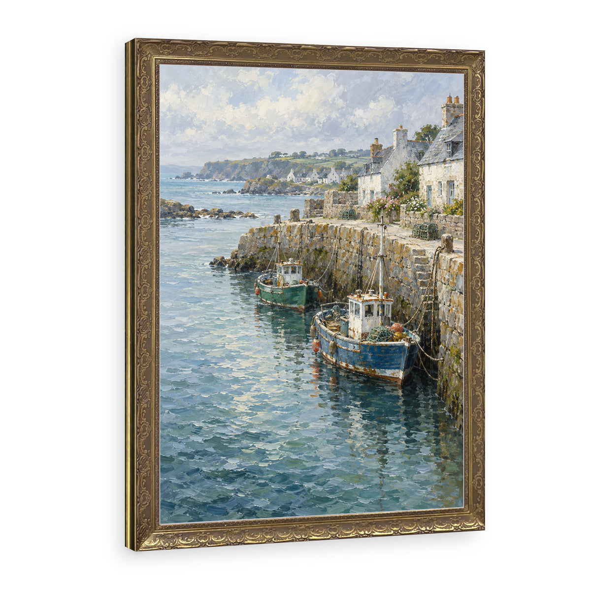 The Granite Quay Wall Art in a Gold Ornate Frame
