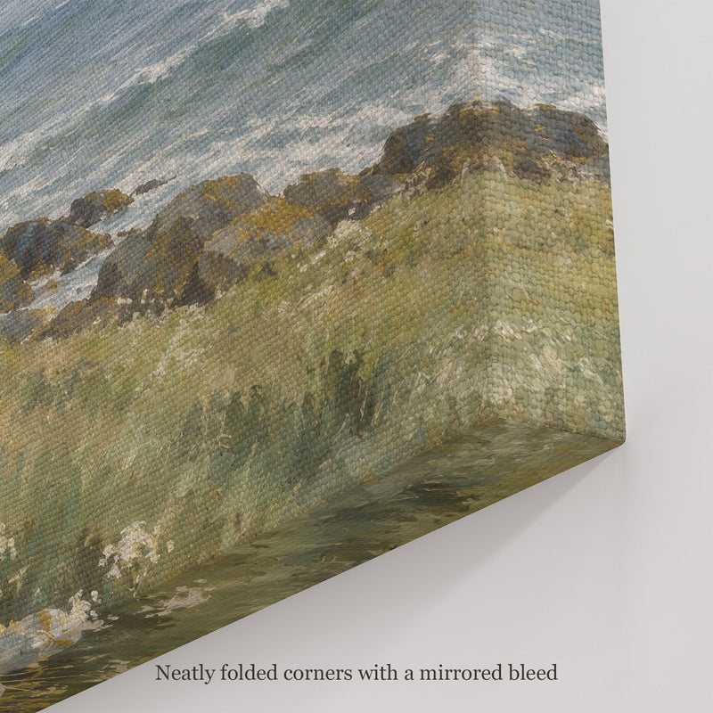 The Headland Wall Art, canvas corner with neatly folded corners and a mirrored bleed