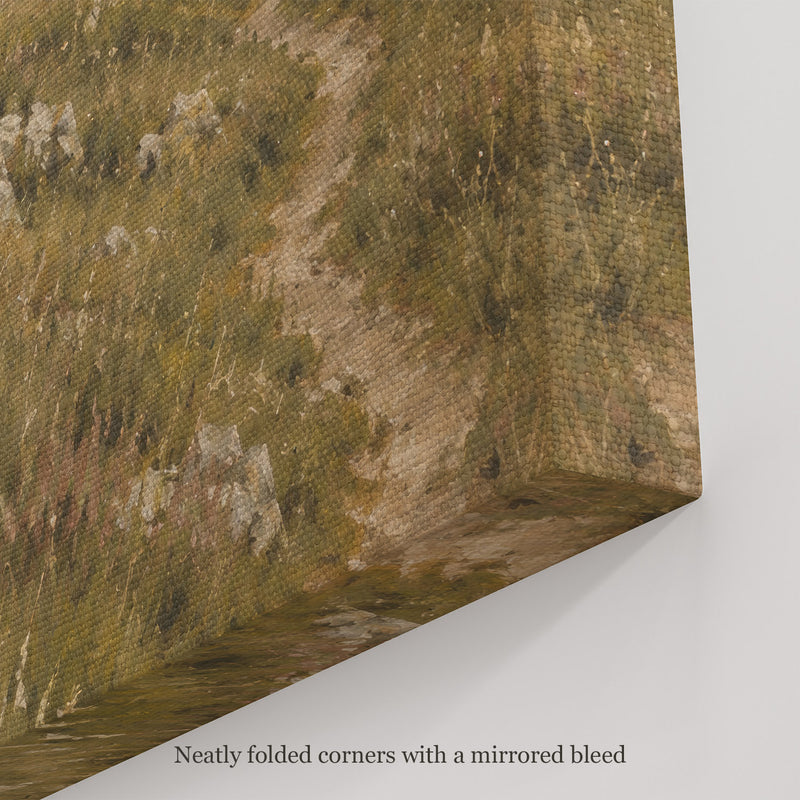 The High Pasture Wall Art, canvas corner with neatly folded corners and a mirrored bleed