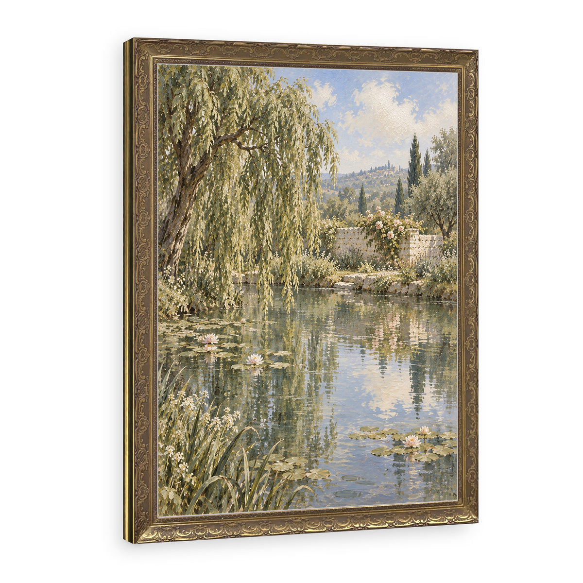 The Lily Pond Wall Art in a Gold Ornate Frame