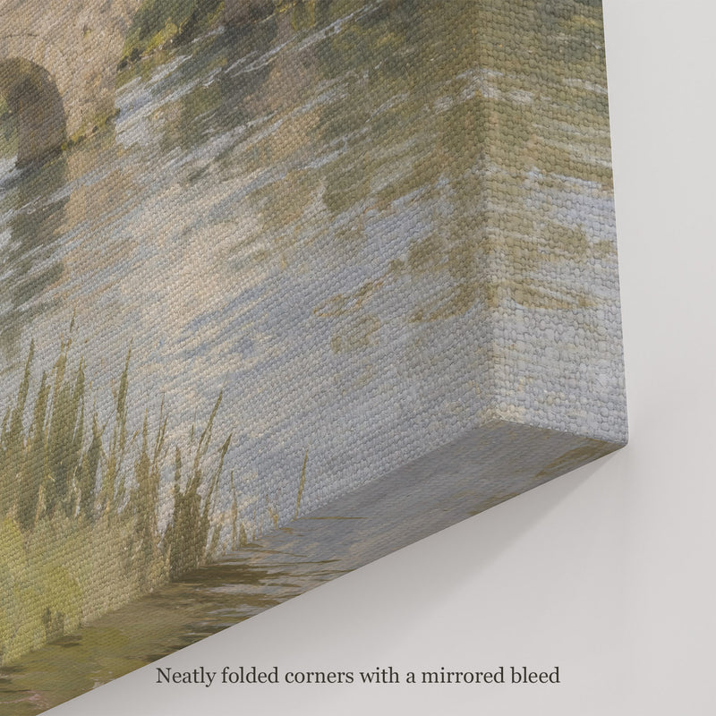 The Low Footbridge Wall Art, canvas corner with neatly folded corners and a mirrored bleed