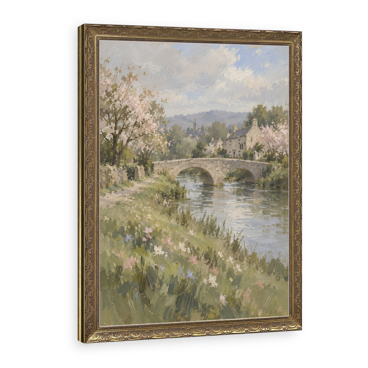 The Low Footbridge Wall Art in a Gold Ornate Frame