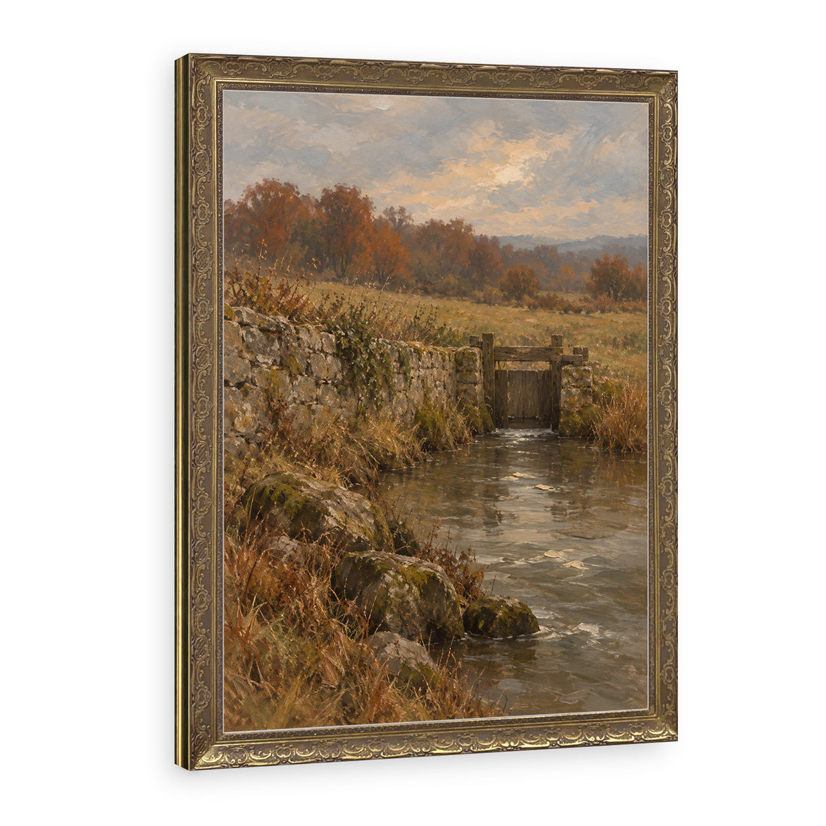 The Millrace Wall Art in a Gold Ornate Frame