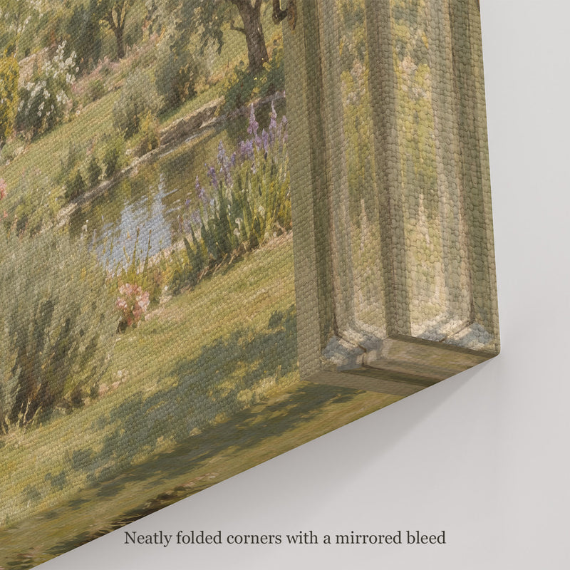 The Open Window Wall Art, canvas corner with neatly folded corners and a mirrored bleed