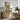 The Open Window Wall Art in a Natural Floating Frame above an oak sideboard in a dining room