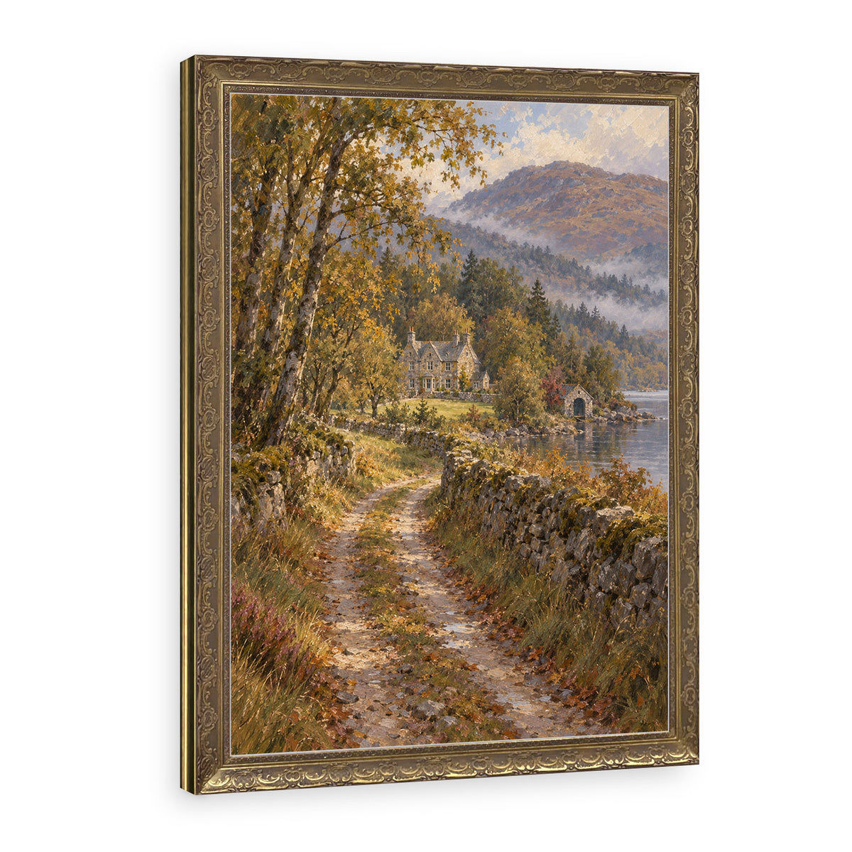 The Path to the Lodge Wall Art in a Gold Ornate Frame
