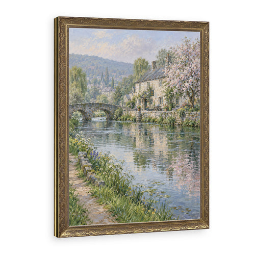 The River Inn Wall Art in a Gold Ornate Frame