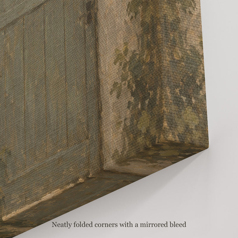 The Rose Gate Wall Art, canvas corner with neatly folded corners and a mirrored bleed