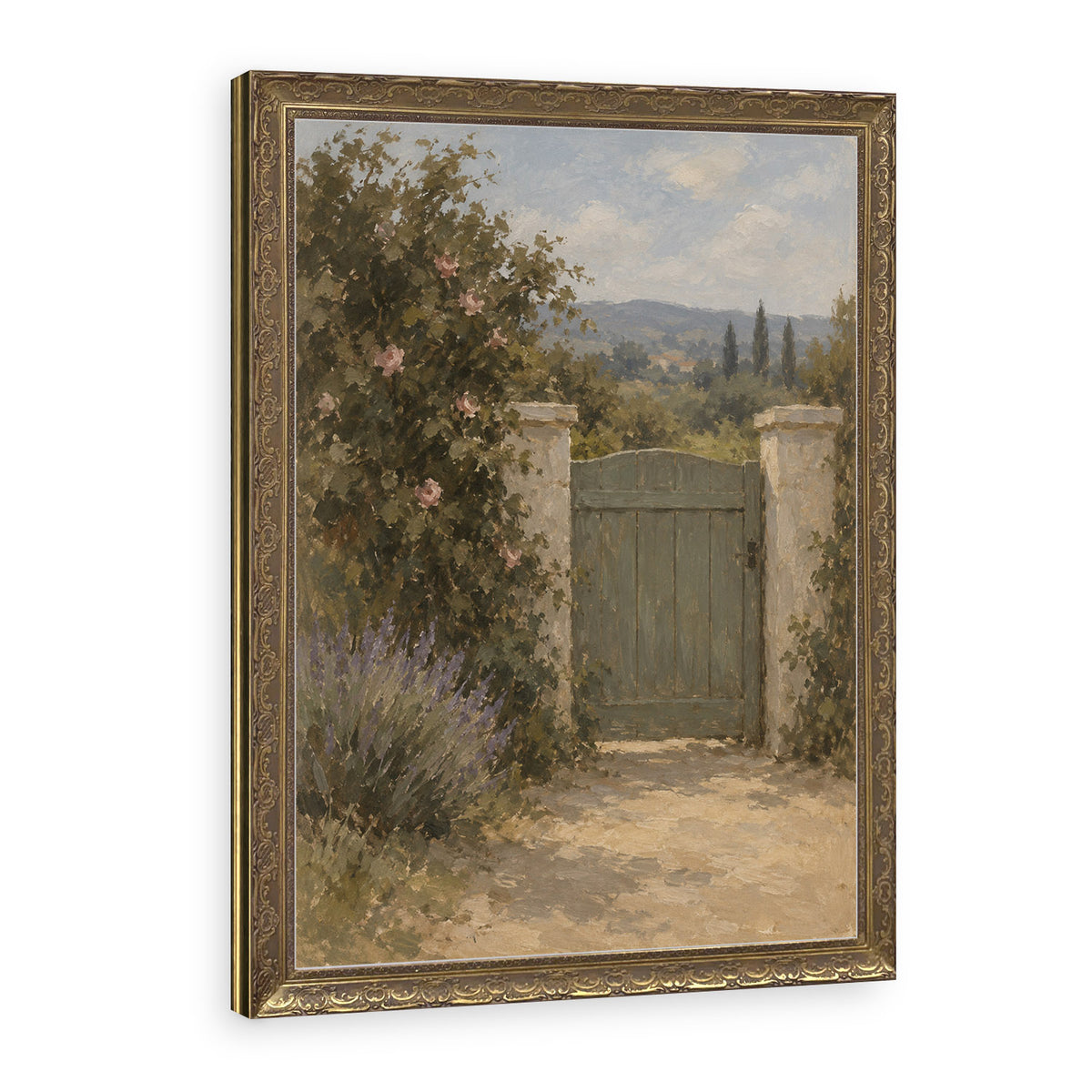 The Rose Gate Wall Art in a Gold Ornate Frame