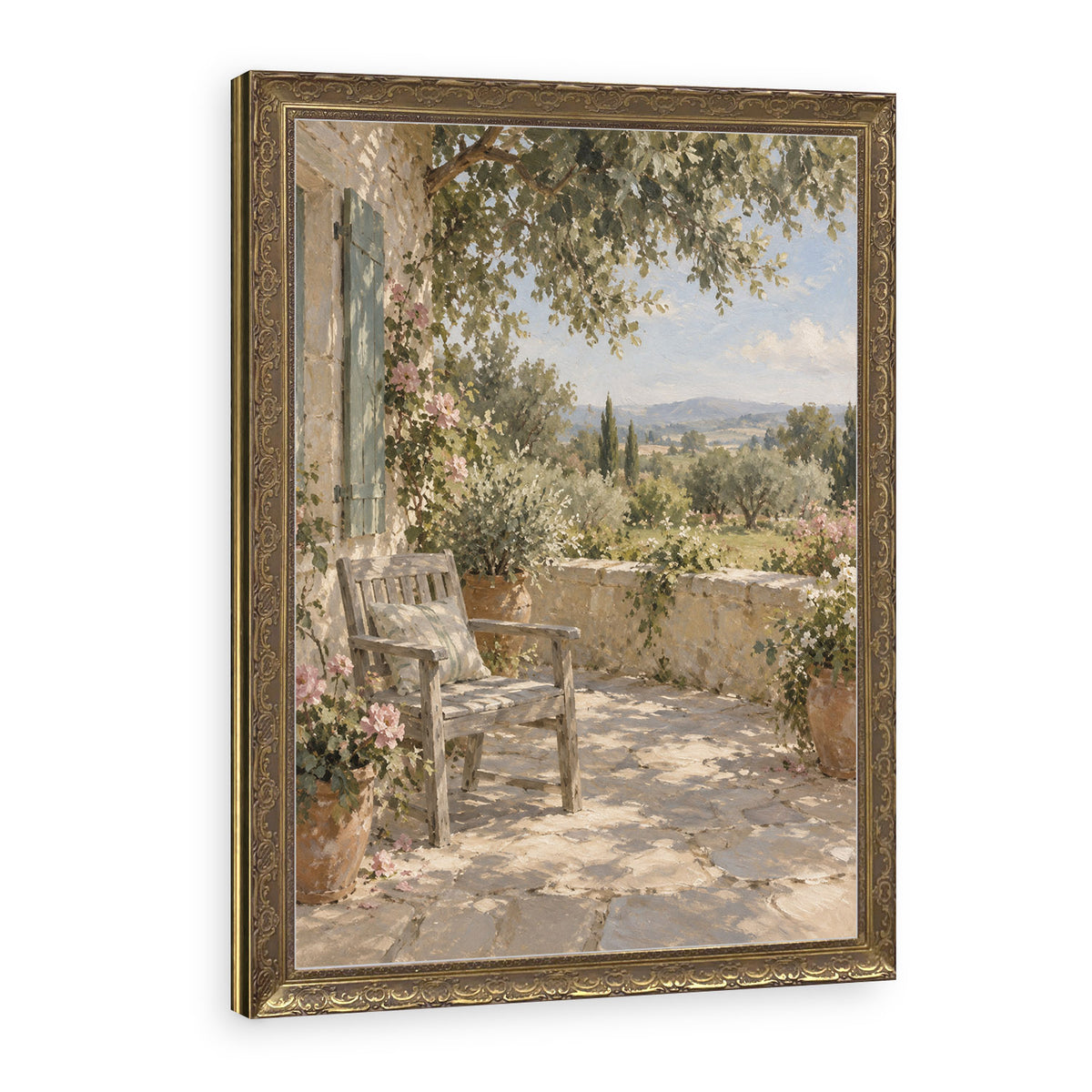 The Shaded Terrace Wall Art in a Gold Ornate Frame