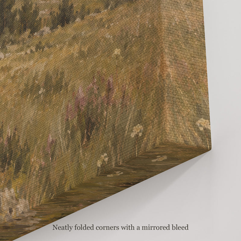 The Shepherd's Shelter Wall Art, canvas corner with neatly folded corners and a mirrored bleed