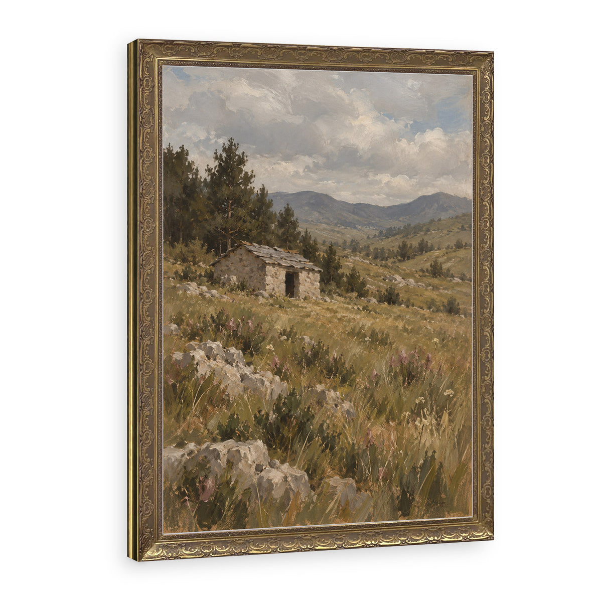 The Shepherd's Shelter Wall Art in a Gold Ornate Frame