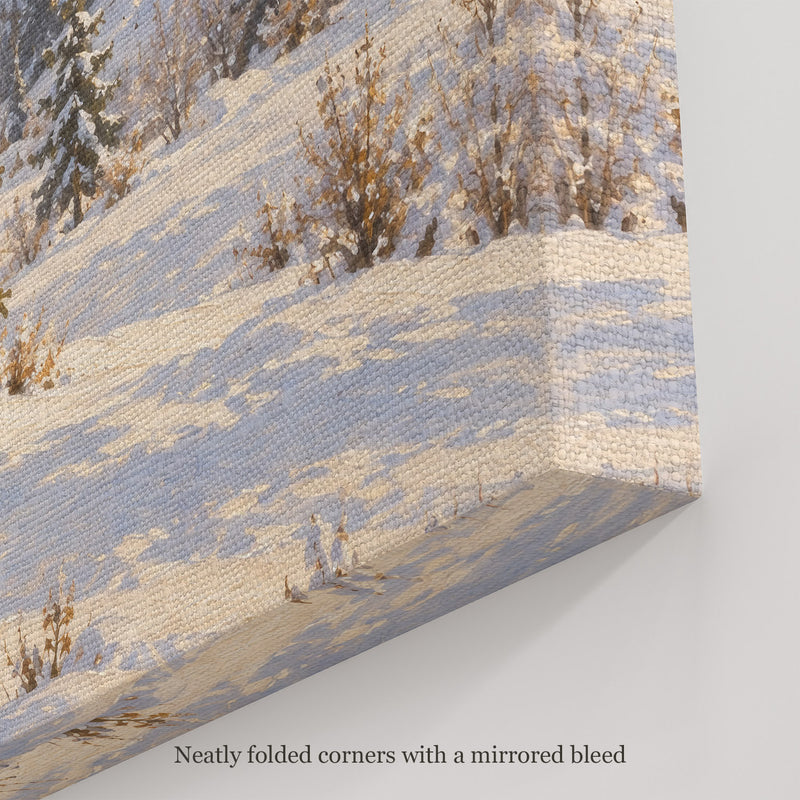 The Spruce Clearing Wall Art, canvas corner with neatly folded corners and a mirrored bleed