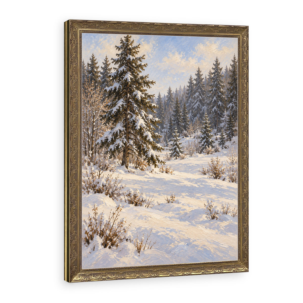 The Spruce Clearing Wall Art in a Gold Ornate Frame