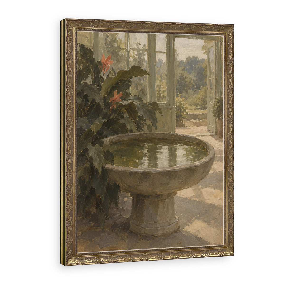 The Stone Basin Wall Art in a Gold Ornate Frame