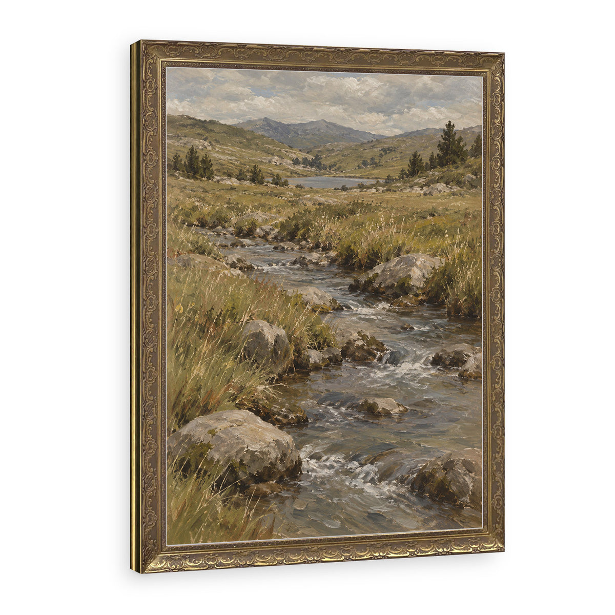 The Valley Stream Wall Art in a Gold Ornate Frame
