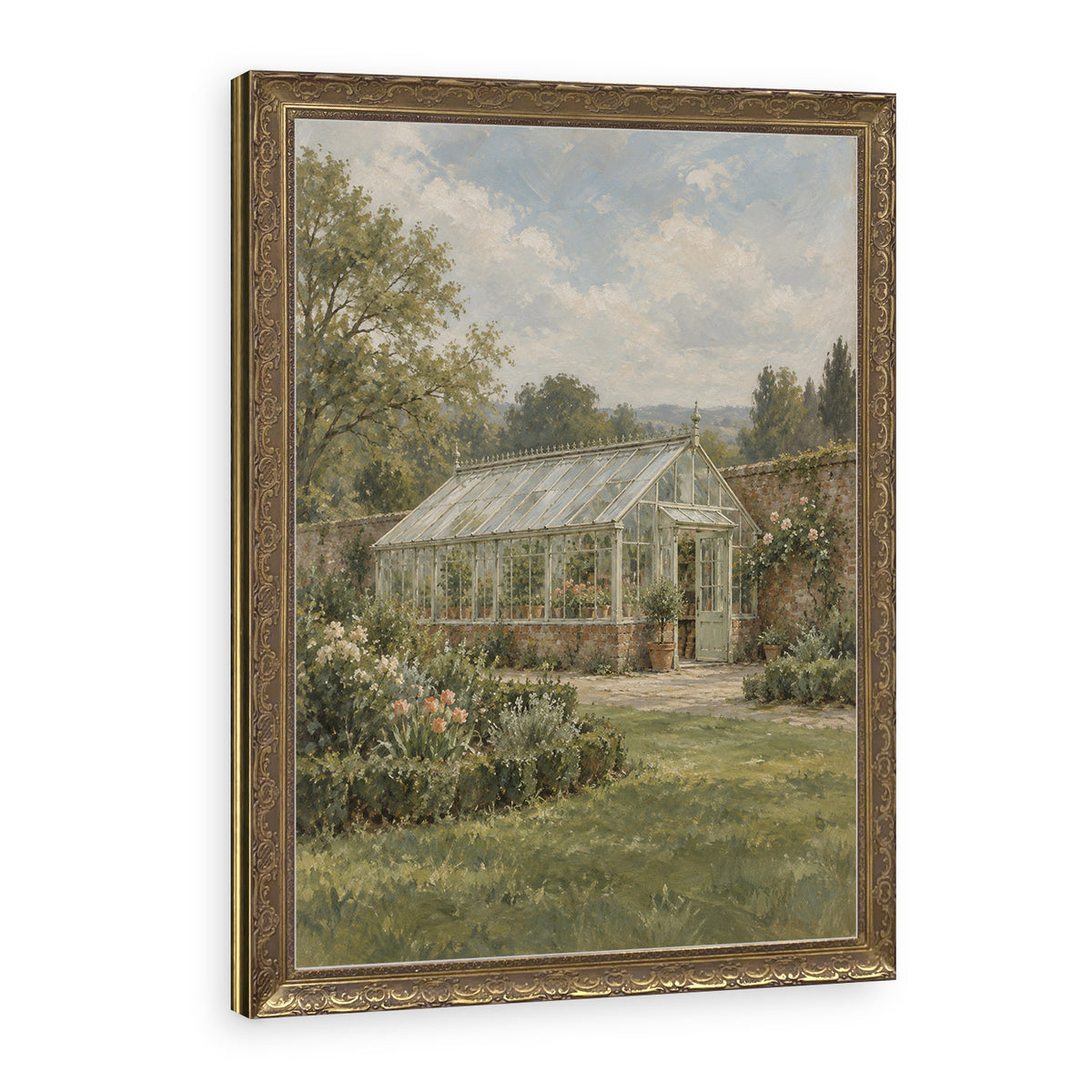 The Walled Garden Wall Art in a Gold Ornate Frame