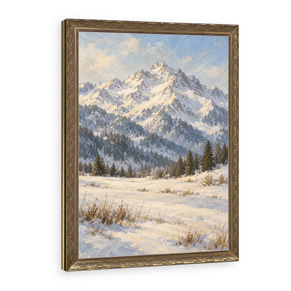 The Winter Peak Wall Art in a Gold Ornate Frame