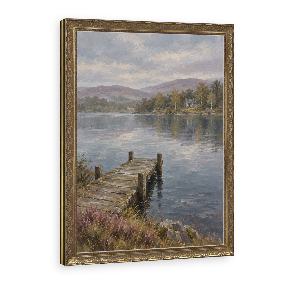 The Wooden Jetty Wall Art in a Gold Ornate Frame